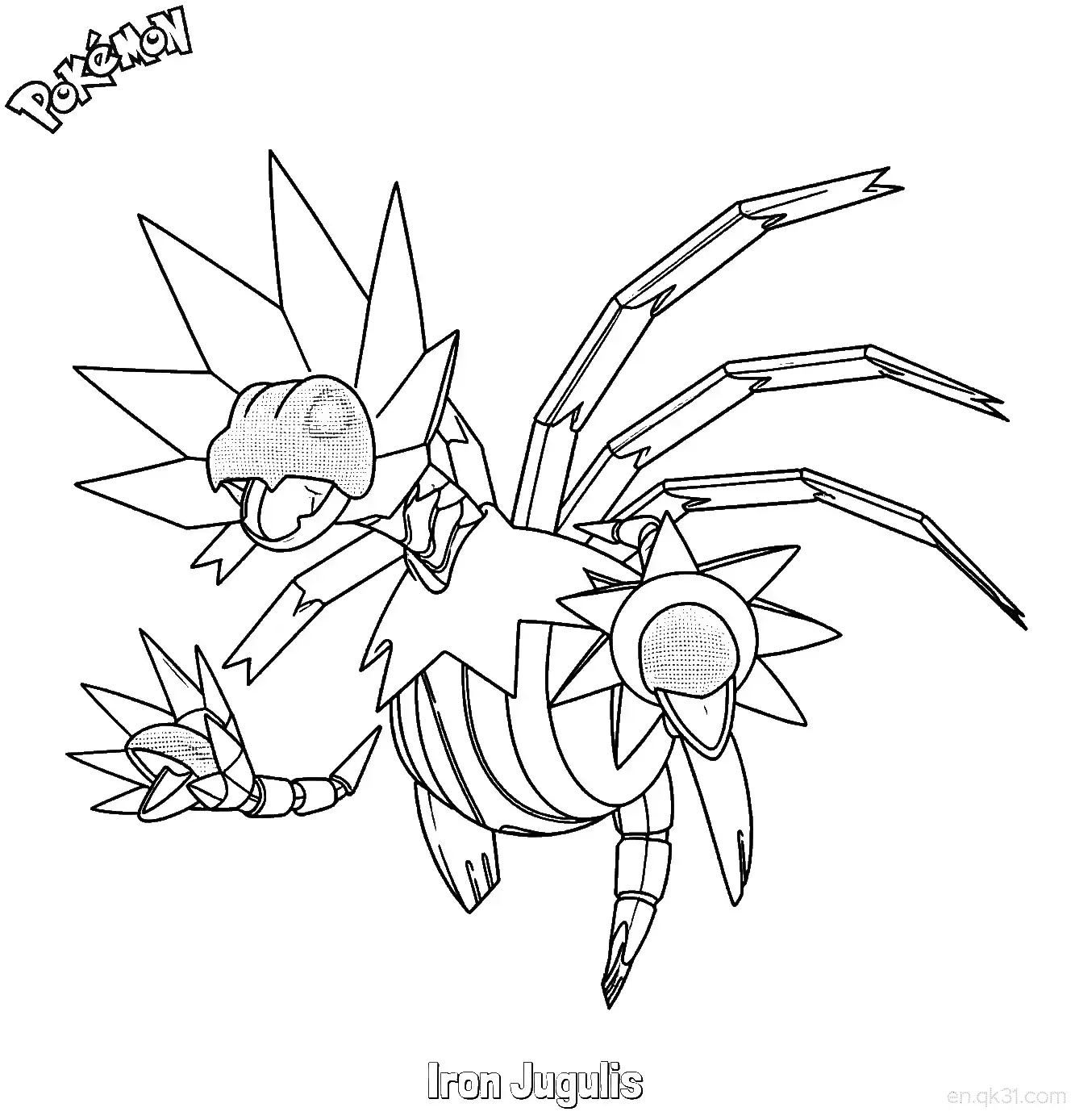 Iron Jugulis Coloring Page - Free Printable Pokemon Coloring Sheets – Free Printable Coloring Page for Kids and Adults